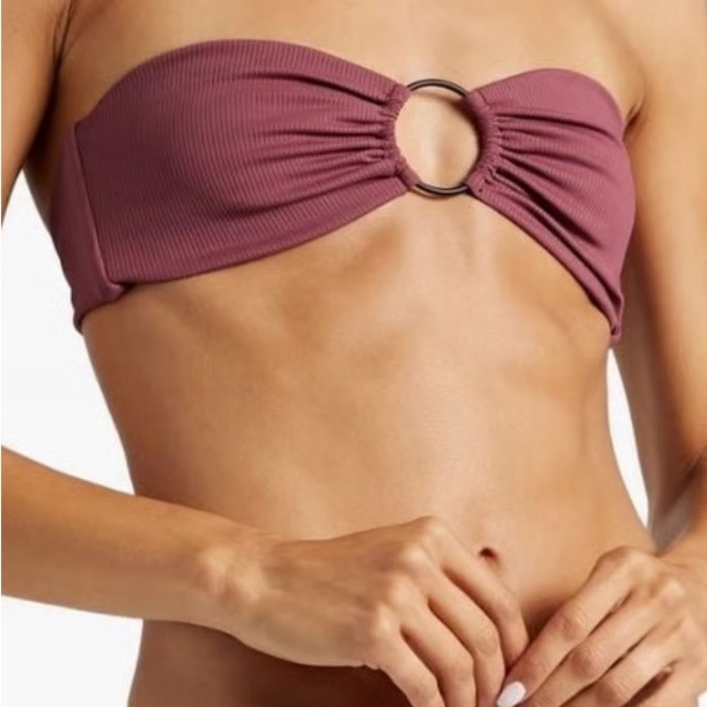 Onia Luna Rib Maroon Bikini Top